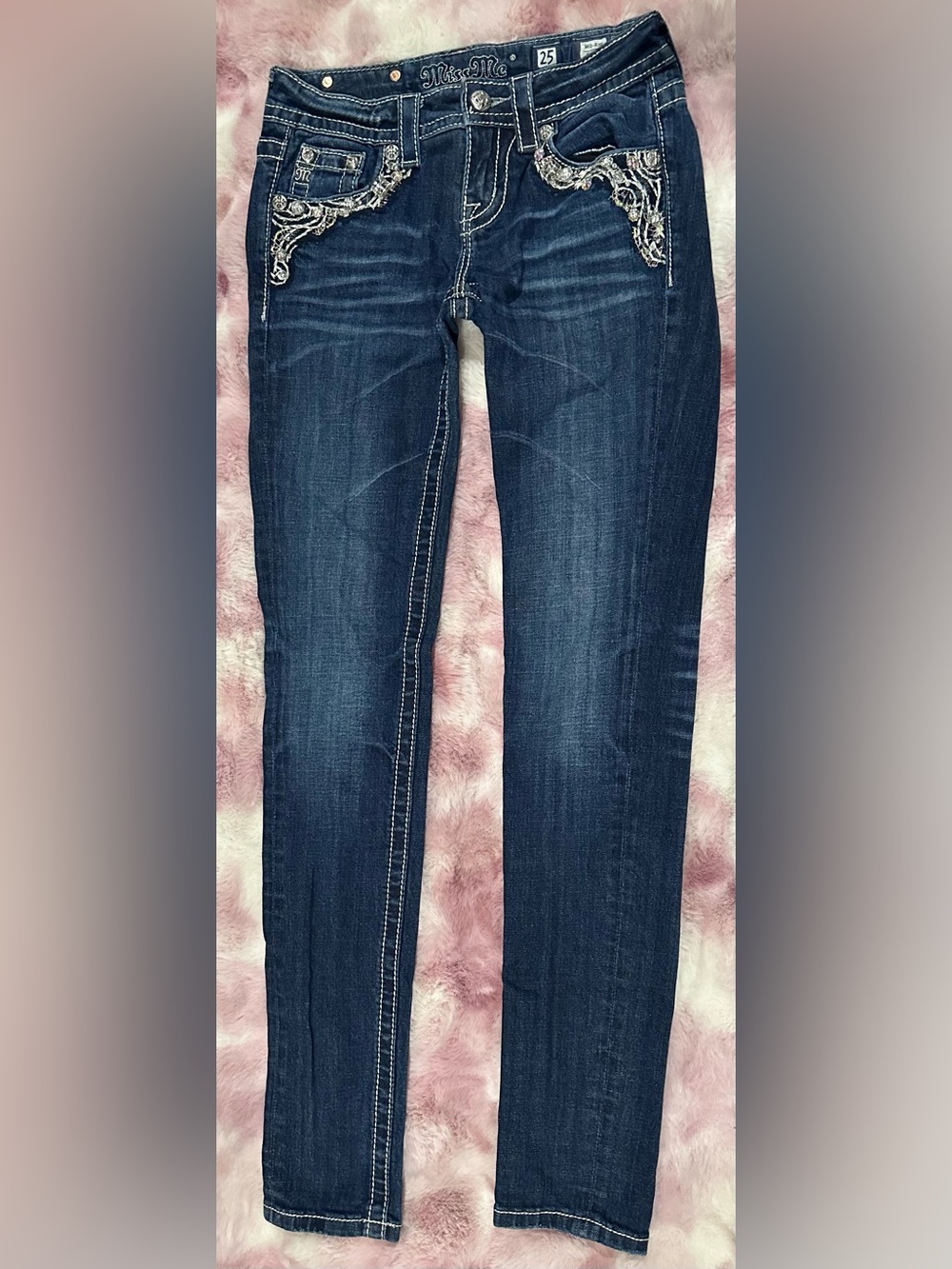 Miss Me Indigo Embellished Skinny Jeans
